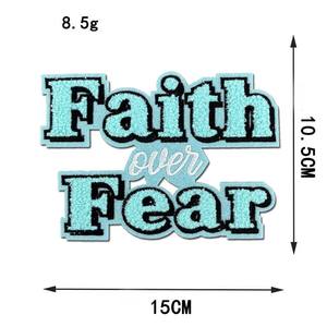 Patch brodé <span class=keywords><strong>en</strong></span> tissu, lettres anglaises, foi, peur, appliqué brodé, repassage pour sacs et accessoires, bricolage - Product Image 1