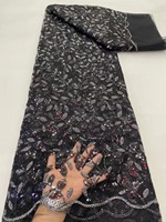 Tissu brodé en sergé à la vente chaude, robe de banquet de mariage, dentelle à paillettes, perles pour femmes et garçons