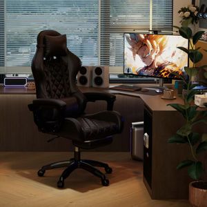 Chaise de jeu ergonomique pivotante moderne en cuir PU ALINUNU avec repose-pieds et massage - Product Image 2