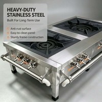 Cuisinière à gaz commerciale en acier inoxydable à double brûleur, vente chaude, qualité garantie par le fabricant