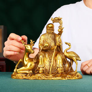 Statuetta in Ottone dell'Immortale dell'Antartide, Decorazione per la Casa, Statua di Shouxing Gong, Regalo Artigianale per Celebrazioni di Compleanno, Ornamento - Product Image 4