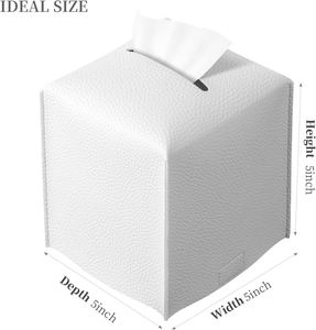 Boîte à mouchoirs carrée personnalisée avec logo, en cuir PU, support de ceinture, 5x5x5 pouces, design moderne et élégant, couleur personnalisée, pratique et durable - Product Image 2