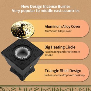 Waterless Bakhoor <b>Aroma</b> <b>Diffuser</b> Arab Style Black Gold Modern Rechargeable Portable Metal Incense Burner For Car And Hotel - Product Image 2