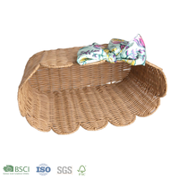 Esivon Promotion Panier de Rangement Ovale Tressé Vintage Empilable en Plastique PP Effet Rotin avec Nœud Papillon
