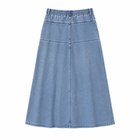 Falda Maxi Vaquera Azul para Mujer, Estilo Americano Relajado, con Cordón Ajustable y Diseño Empalmado