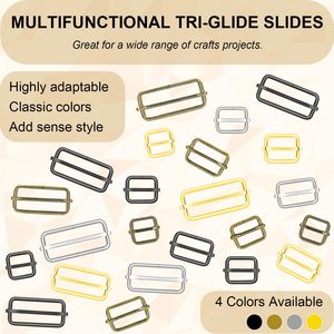 Coobigo – Lot de boucles coulissantes métalliques réglables et ajusteurs rectangulaires en pouces pour la fabrication de quincaillerie de sacs à main - Product Image 6