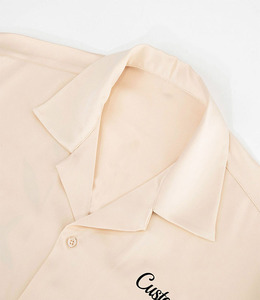 Wholesale Custom Satin <strong>Shirt</strong> <strong>Revers</strong> <strong>Collar</strong> Embroidery Men <strong>Shirts</strong> Short Sleeve Button up Casual Silk Satin Man Shir - Product Image 5
