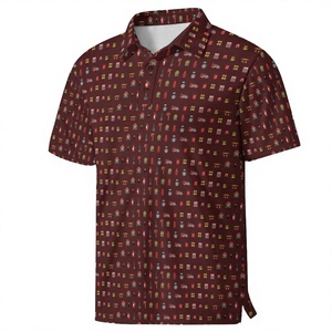 Chemises de golf à manches courtes pour hommes, séchage rapide - Tissu tricoté 100 % polyester avec motif imprimé pompier - Product Image 2