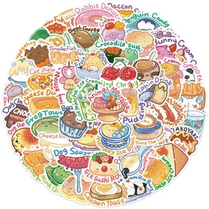 Autocollant personnalisé vinyle fenêtre autocollant autocollant 50pcs dessin animé alimentaire coupe gâteau autocollant pour enfants enfant iphnoe