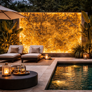 Plaque de placage en marbre/quartzite translucide brun Tan de Flatstone Designs, garantie 5 ans, murs et plafonds intérieurs modernes rétroéclairés - Product Image 1