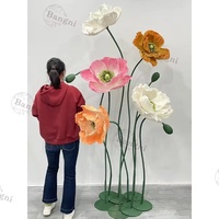 Fleurs de coquelicot en papier organza coloré artificiel groupes fleurs géantes artisanales pour décorations de scène de mariage d'événement