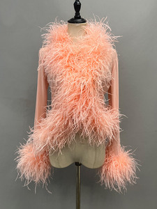 Cappotto di Pelliccia Primaverile di Lusso Jancoco per Donne, Camicia Trendy Personalizzata con Piume di Struzzo - Product Image 3