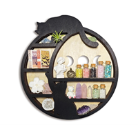 Étagère murale flottante en bois pour cristaux de lune, étagère en forme de croissant de lune, organisateur essentiel pour pierres, rangement pour roches