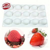 Cetakan silikon imut untuk digunakan di rumah, cetakan stroberi bentuk 3D bentuk buah Mousse kue Prancis Makanan Penutup