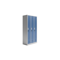 Armoire métallique QGY315 pour trois personnes avec serrure, tringle à vêtements, miroir et panneau double couche