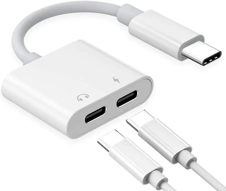 HANPU sıcak satmak çift tip c kulaklık kulakiçi jack ses adaptörleri USB c kablo konektörü Aux ses Dongle