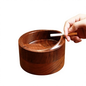 Cenicero de Escritorio de Madera, Diseño Redondo Minimalista, Acabado en Madera Natural para Uso Doméstico - Product Image 1