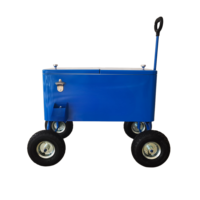 Chariot isotherme pliable 73L en métal, glacière à roulettes avec poignée de traction pour le jardin