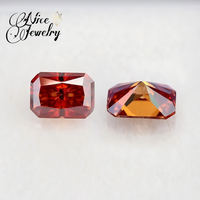 Magnifique bijou en moissanite synthétique rouge grenat, rectangulaire, chanfreiné, taille émeraude, cabochon, pierre lâche