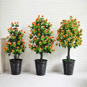 QSLHFH-1115 toptan oturma odası dekorasyon saksı bitkileri yapay portakal ağacı