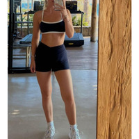 F240233 Ensemble de vêtements de salon en gros personnalisé Femmes Yoga Sexy Scrunch Running Fitness Workout Butt Shorts et Sports Brassière Débardeur