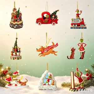 Adornos Navideños Planos de Acrílico con Forma de <span class=keywords><strong>Grinch</strong></span> para Colgar en el Árbol de Navidad, Colgantes 2D, Muñecos Verdes Divertidos y Lindos, Gran Venta - Product Image 2