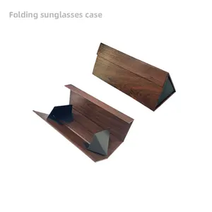 كيسة نظارات مخصصة بشعار تصميم مغناطيسي حسب الطلب - كيسة نظارات شمسية ورقية خشبية من خشب الحبوب - صندوق نظارات مثلث