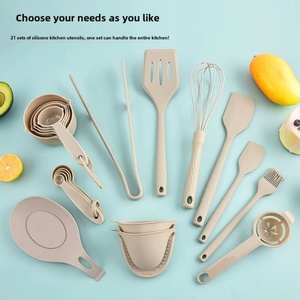 Non Stick Silicone Cooking <b>Tools</b> Baking Spatula Whisk Slotted Measuring Spoon and Cup 21 Pieces <b>Kitchen</b> Utensils Set - Product Image 5