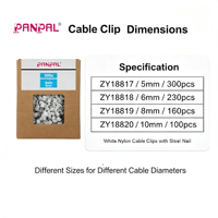 Ensemble de 300 attaches-câbles ronds, attaches-câbles en plastique de 5 mm avec clou en acier pour la fixation des fils, prise en charge de la personnalisation OEM ODM