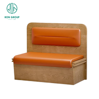 Meubles de restaurant, canapé, table et chaise de style moderne, en bois carré, en cuir orange, pour salon de thé au lait, fast-food, café