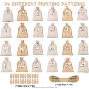 2025 Nueva Bolsa de regalo con cordón de algodón de Navidad para CALENDARIO DE Adviento y suministros de vacaciones de color caramelo y festivo - Product Image 5