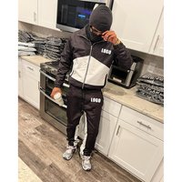 Survêtements d'hiver personnalisés pour hommes en polyester/nylon, ensemble veste coupe-vent zippée patchwork et pantalon de jogging, unisexe, réfléchissant, design 2-en-1