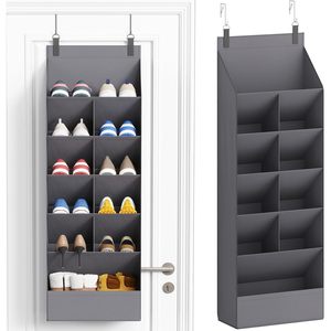 6 Tier Over The Door <b>Shoe</b> Organizer 11 Pockets Gray Hanging <b>Shoes</b> Shelf For Closet Dorm Storage - Product Image 1