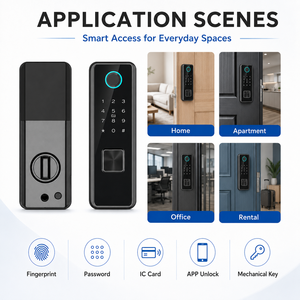 Serrure de porte intelligente à empreintes digitales pour appartement, avec <span class=keywords><strong>carte</strong></span> de mot de passe et contrôle par application - Product Image 4