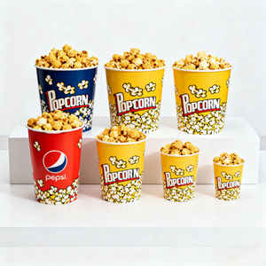Cubeta de Papel para <span class=keywords><strong>Palomitas</strong></span> de Maíz, Desechable, Ecológica, Biodegradable, Impermeable, de Pared Simple, de Grado Alimenticio, para <span class=keywords><strong>Palomitas</strong></span> de Maíz y Cualquier Comida - Product Image 3