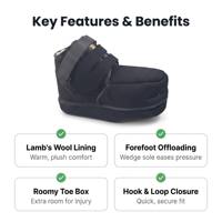 Chaussure médicale post-opératoire en laine d'agneau chaude, avec protection amovible pour l'avant-pied et le doigt d'orteil, fermeture auto-agrippante, pour la récupération des blessures au pied d'athlète et des douleurs au hallux valgus