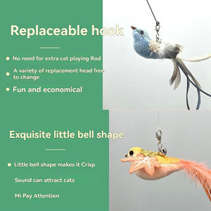 천연 새 깃털 고양이 장난감 지팡이 핸즈프리 흡입 컵 실내 놀이 장난감 자동 대화 형 애완 동물 장난감 - Product Image 3