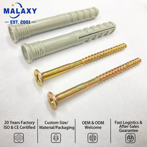 Cheville murale en plastique Malaxy, cheville d'expansion en nylon avec vis pour fixation sur plaque de plâtre, brique creuse, béton - Product Image 1