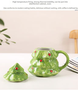 Cute Cartoon Christmas <b>Ceramic</b> Cup with <b>Lid</b> Large Capacity Christmas <b>Mug</b> with Handle - Product Image 4