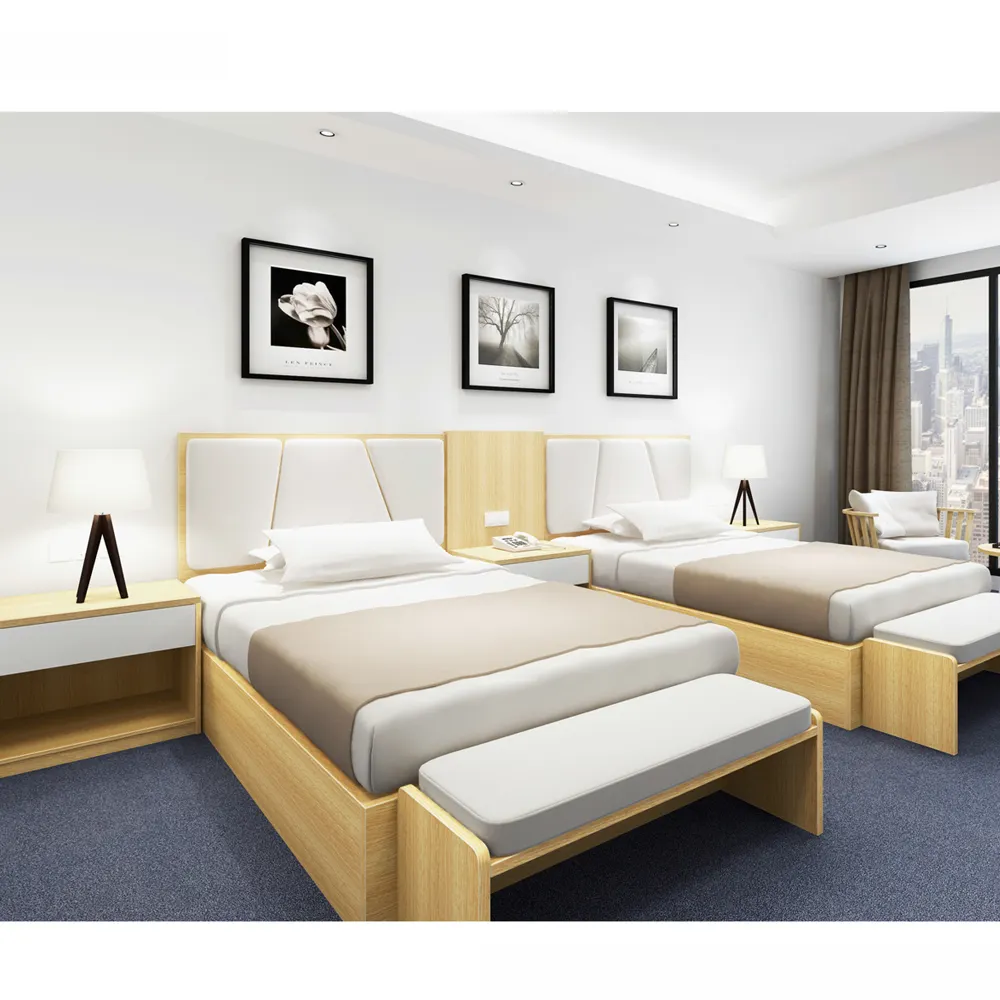 अपार्टमेंट फर्नीचर सेट आधुनिक बेडरूम सुइट्स मजबूत होटल बिस्तर होटल के कमरे बेडरूम सेट