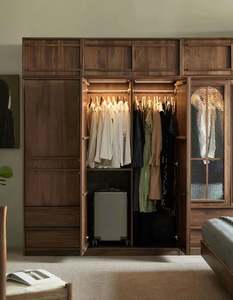 Nouvelle armoire murale pleine longueur en bois de noyer de style chinois, niveau FAS, avec porte en verre - Product Image 3