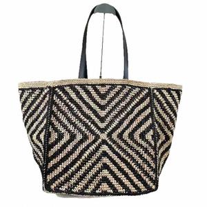 Bolso Tote de Rafia de Alta Calidad con Correa de Hombro de Cuero, Bolso de Mano para Mujer, Verano - Product Image 5