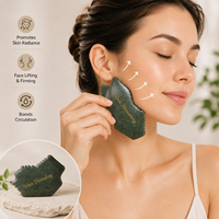 Masseur Gua Sha en jade néphrite de Hotan poli à la main avec fonction musicale, couleur vert foncé, pour la relaxation du visage