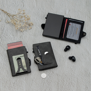 Portefeuille intelligent pour homme Casekey Luxury Fashion, mini, à éjection automatique, antivol, avec porte-cartes de crédit automatique, pince à billets et fenêtre d'identification - Product Image 5