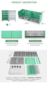 Cage à oiseaux de grande taille améliorée - 4 portes avant, panneau arrière complet et séparateur pour la reproduction, volière pour perroquets avec protection contre les graines - Product Image 4