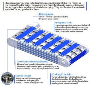 Ayarlanabilir Yükseklik ve Değişken Hızlı Zincir Konveyör Sistemi, Tıbbi Cihaz Montaj Hattı Akıllı Üretim Çözümü - Product Image 2