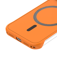 Coque de téléphone portable ultra-fine sans cadre en PC, couleurs orange, avec chargement magnétique sans fil, antichoc, anti-traces de doigts et coussin d'air