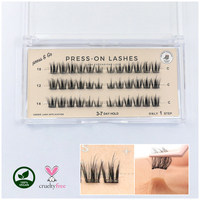 Faux cils pré-collés pour femmes, vente en gros, faits à la main, sans colle, sans eyeliner, pré-coupés, à presser, DIY, en grappes