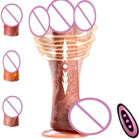 Kabelloser Ferngesteuerter Vibrierender Teleskop-Dildo Elektrischer Realistischer Silikon-Penis Mehrere Geschwindigkeiten Starker Saugnapf