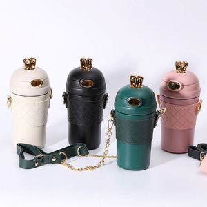 Taza Térmica de Acero Inoxidable con Orejas de Conejo de Pascua, con Funda de Cuero PU y Correa de Hombro Cruzada - Product Image 1